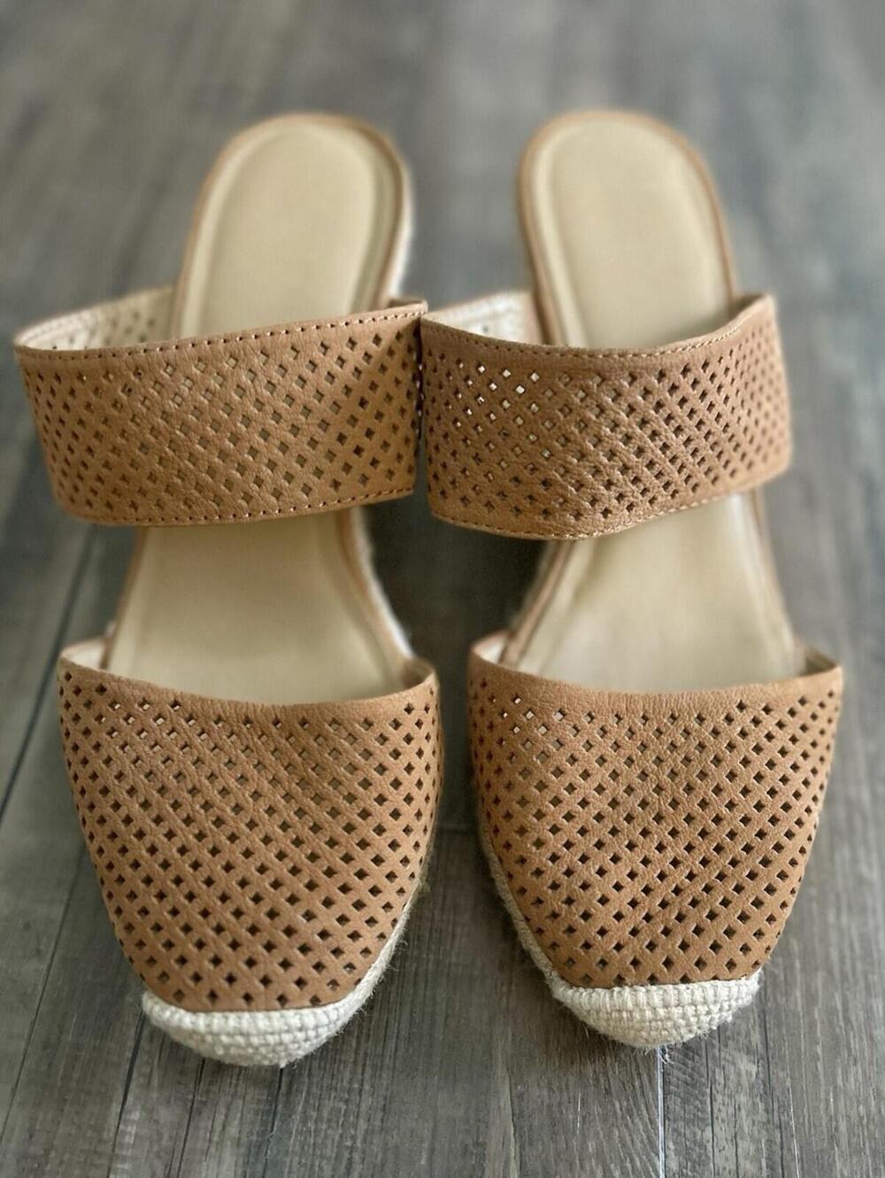 Franco Sarto Espadrille Wedge Closed Toe Sandals Women’s Size 9.5 Leather Upper - Picture 2 of 9